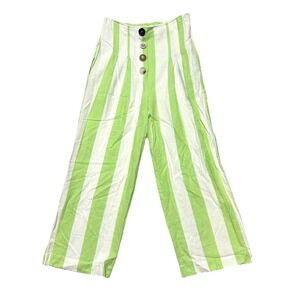Moon River Anthropologie Wide Leg Pants Women S High Waist Stripe Green Trousers
